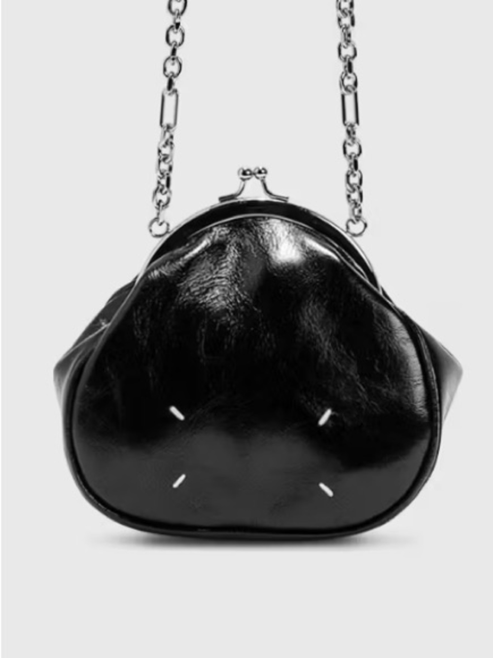 Maison Margiela Tabi Frame Bag in black leather crossbody with Chain Strap